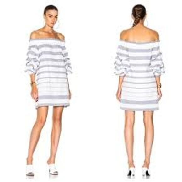 (Revolve) ALEXIS Olevetti Off Shoulder Stripe Mini Dress SUMMER BEACH FEMININE - Picture 1 of 5
